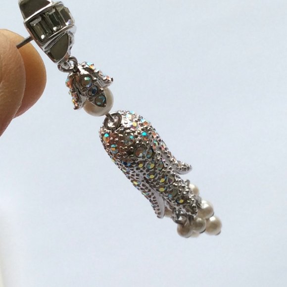 Crystal Lily Of The Valley Pearl Drop Earrings
